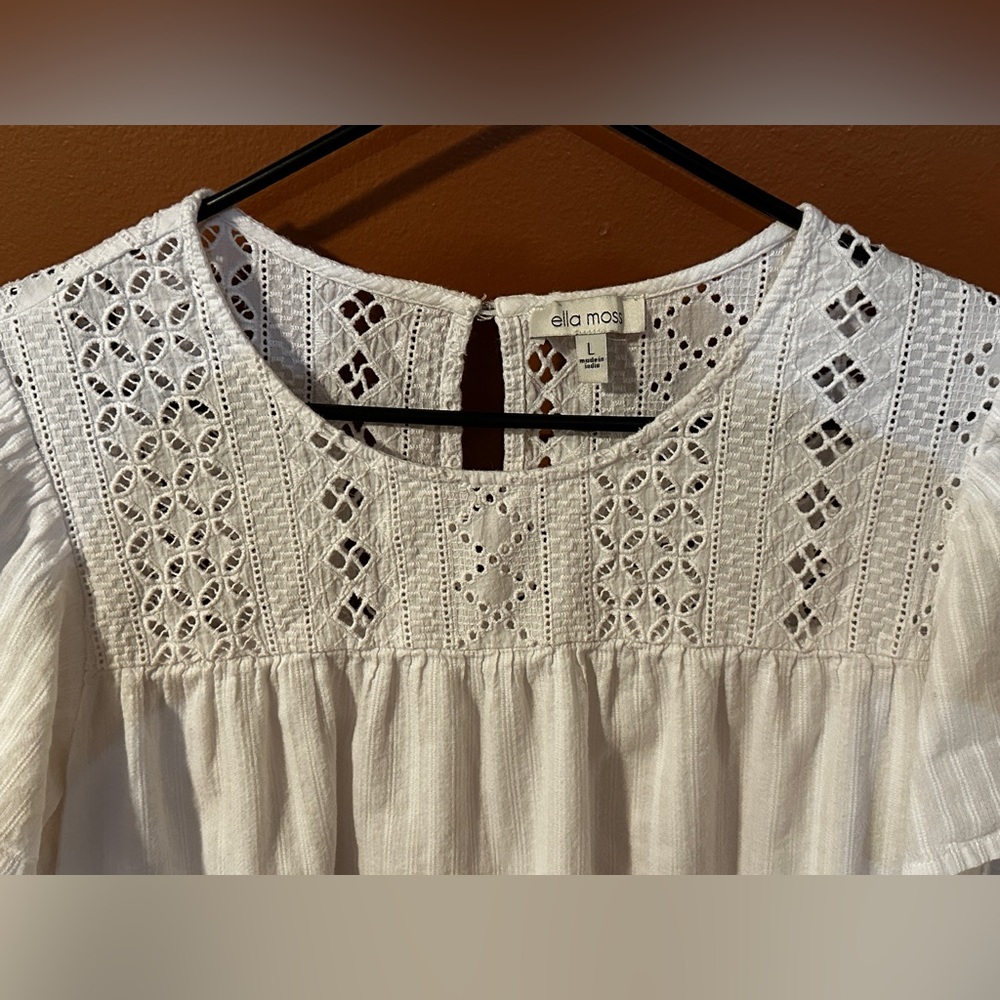 Ella Moss Boho White Short Sleeve Top - Picture 3 of 3